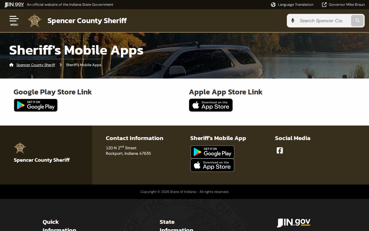 Official Spencer County sheriff mobile apps page